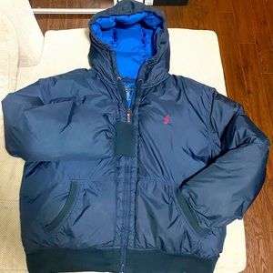 Ralph Lauren Bomber Jacket Down Puffer Navy Blue XL